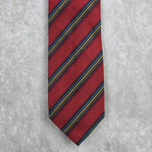 Daniel De Fasson Studio Red Blue Stripe Plaid 100% Silk Men's‎ Neck Tie NWOT